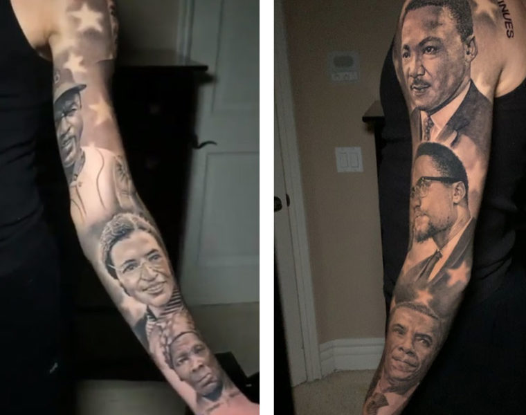 Lonzo Ball Honors Barack Obama MLK and Malcolm X in Fresh Sleeve  Tattoo  Ideas Artists and Models