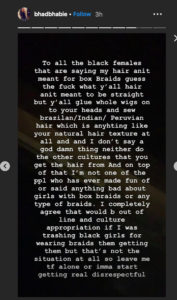 Bhad Bhabie Instagram screen shot, 12/4/19