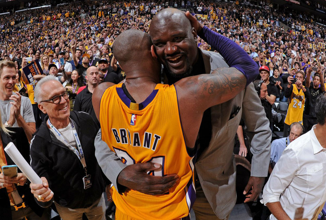Kobe Bryant, Shaq at Kobe's final game at Staples