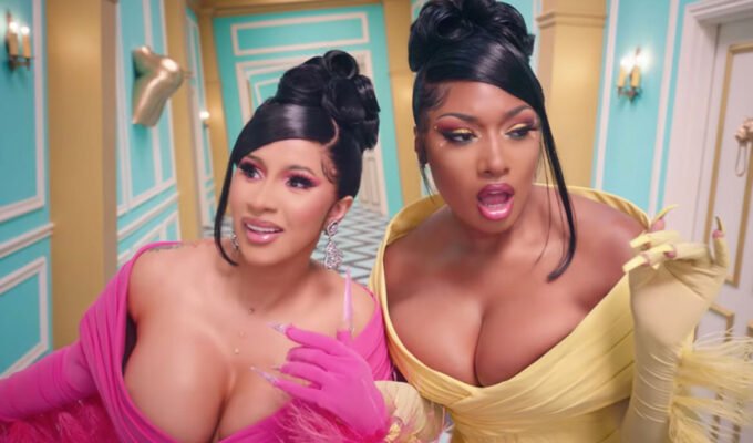 Cardi B and Megan Thee Stallion in screen shot from "WAP" music video